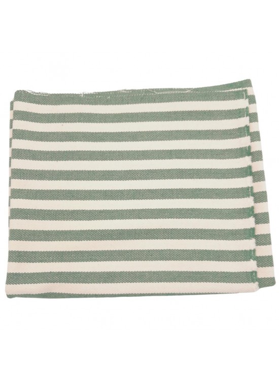 Çanta Aksesuar Balıksırtı Yeşil Çizgili Keten Çanta Yapım Kumaşı