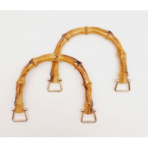 Çanta Aksesuar Bambu Görünümlü Plastik Çift Sap Light Gold Metalli