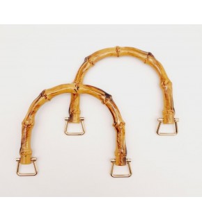 Çanta Aksesuar Bambu Görünümlü Plastik Çift Sap Light Gold Metalli