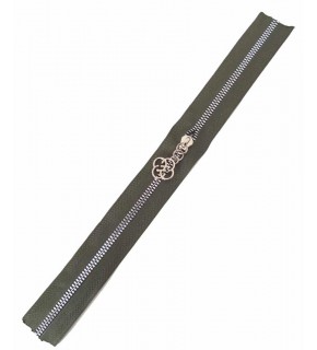 Çanta Aksesuar Başlıklı Fermuar 30 Cm Gümüş Metal Haki