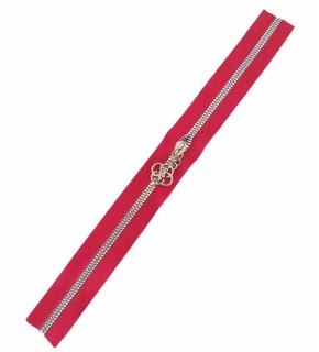 Çanta Aksesuar Başlıklı Fermuar 30 Cm Gümüş Metal Kırmızı