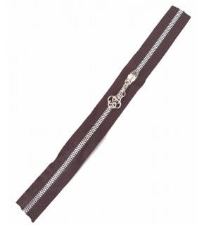 Çanta Aksesuar Başlıklı Fermuar 30 Cm Gümüş Metal Koyu Vizon