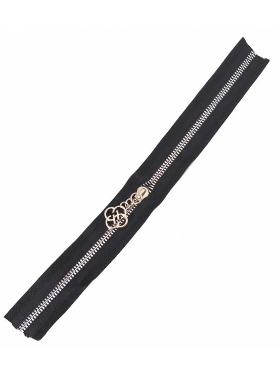 Çanta Aksesuar Başlıklı Fermuar 30 Cm Gümüş Metal Siyah