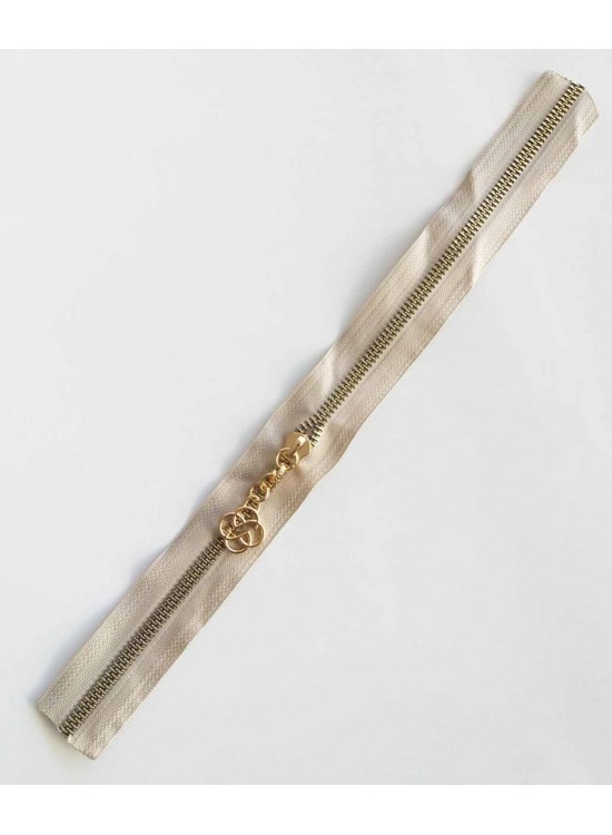 Çanta Aksesuar Başlıklı Fermuar 30 Cm Light Gold Metal Bej