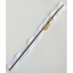 Çanta Aksesuar Başlıklı Fermuar 30 Cm Light Gold Metal Beyaz