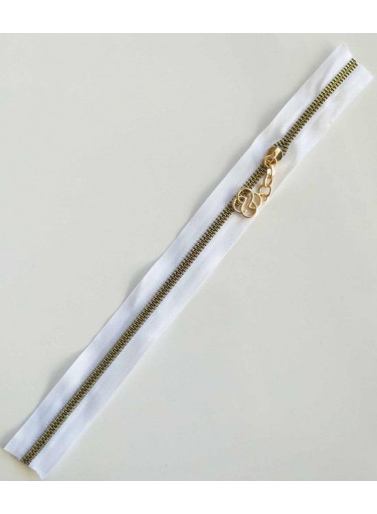 Çanta Aksesuar Başlıklı Fermuar 30 Cm Light Gold Metal Beyaz