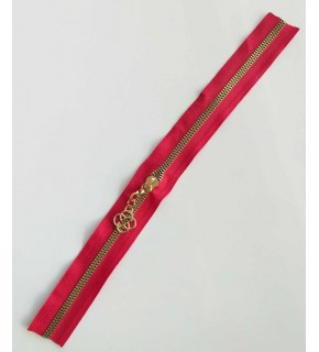 Çanta Aksesuar Başlıklı Fermuar 30 Cm Light Gold Metal Kırmızı