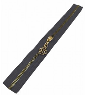 Çanta Aksesuar Başlıklı Fermuar 30 Cm Light Gold Metal Koyu Gri