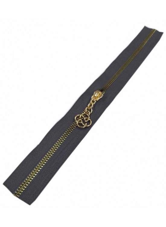 Çanta Aksesuar Başlıklı Fermuar 30 Cm Light Gold Metal Koyu Gri