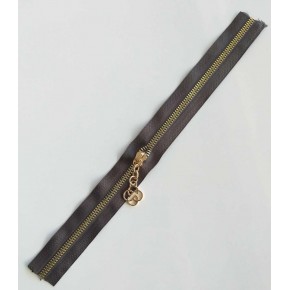 Çanta Aksesuar Başlıklı Fermuar 30 Cm Light Gold Metal Koyu Vizon