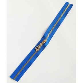 Çanta Aksesuar Başlıklı Fermuar 30 Cm Light Gold Metal Saks Mavi