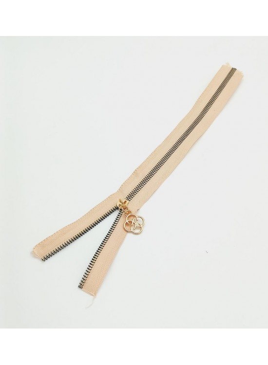 Çanta Aksesuar Başlıklı Fermuar 30 Cm Light Gold Metal Somon