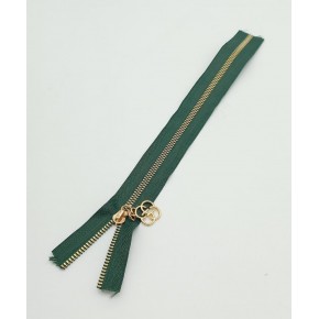 Çanta Aksesuar Başlıklı Fermuar 30 Cm Light Gold Metal Zümrüt Yeşili