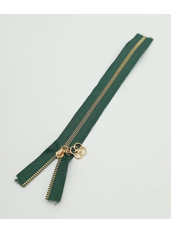 Çanta Aksesuar Başlıklı Fermuar 30 Cm Light Gold Metal Zümrüt Yeşili
