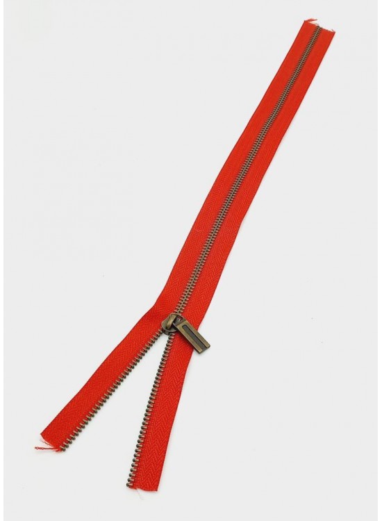 Çanta Aksesuar Başlıklı Fermuar 40 Cm Antik Metal Kırmızı