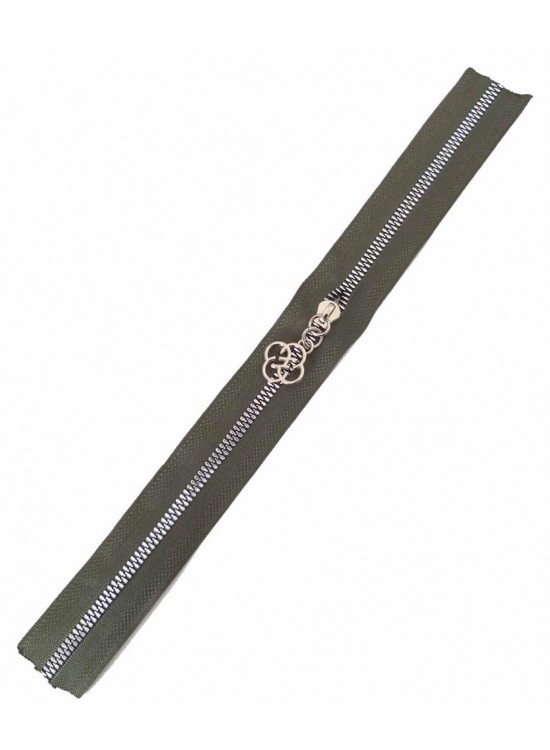 Çanta Aksesuar Başlıklı Fermuar 40 Cm Gümüş Metal Haki Çanta Aksesuar Başlıklı Fermuar 40 Cm Gümüş Metal Haki