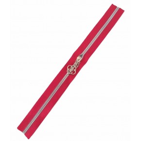 Çanta Aksesuar Başlıklı Fermuar 40 Cm Gümüş Metal Kırmızı