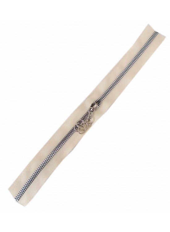 Çanta Aksesuar Başlıklı Fermuar 40 Cm Gümüş Metal Krem Çanta Aksesuar Başlıklı Fermuar 40 Cm Gümüş Metal Krem