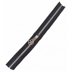 Çanta Aksesuar Başlıklı Fermuar 40 Cm Gümüş Metal Siyah