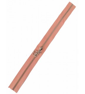 Çanta Aksesuar Başlıklı Fermuar 40 Cm Gümüş Metal Somon