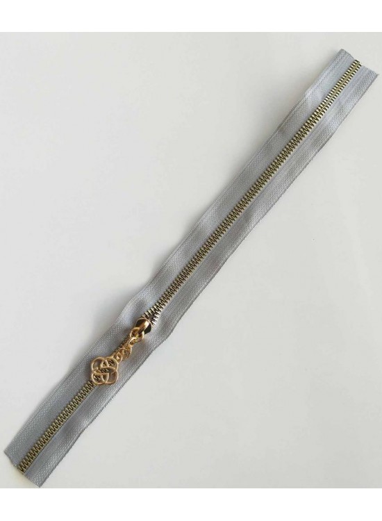 Çanta Aksesuar Başlıklı Fermuar 40 Cm Light Gold Metal Açık Gri