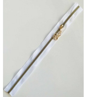 Çanta Aksesuar Başlıklı Fermuar 40 Cm Light Gold Metal Beyaz