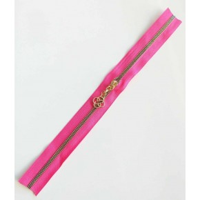 Çanta Aksesuar Başlıklı Fermuar 40 Cm Light Gold Metal Fuşya