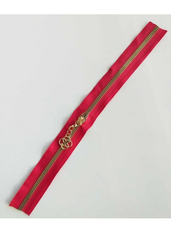 Çanta Aksesuar Başlıklı Fermuar 40 Cm Light Gold Metal Kırmızı