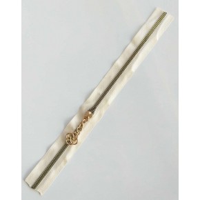 Çanta Aksesuar Başlıklı Fermuar 40 Cm Light Gold Metal Krem