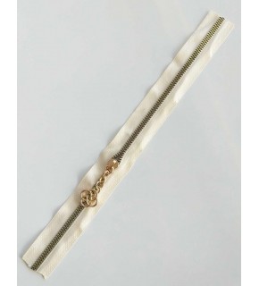 Çanta Aksesuar Başlıklı Fermuar 40 Cm Light Gold Metal Krem