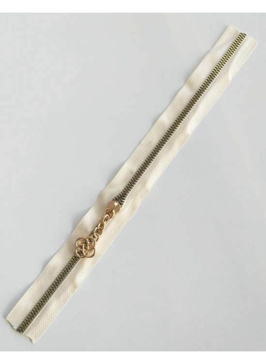 Çanta Aksesuar Başlıklı Fermuar 40 Cm Light Gold Metal Krem