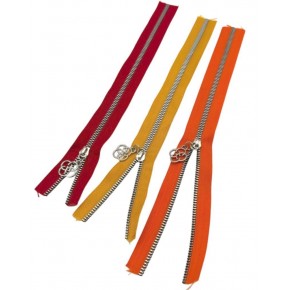 Çanta Aksesuar Başlıklı Fermuar Set 30 Cm Gümüş Metal (Kırmızı, Turuncu, Sarı)