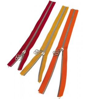 Çanta Aksesuar Başlıklı Fermuar Set 30 Cm Gümüş Metal (Kırmızı, Turuncu, Sarı)