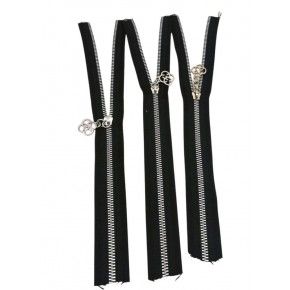 Çanta Aksesuar Başlıklı Fermuar Set 30 Cm Gümüş Metal Siyah 3 Adet