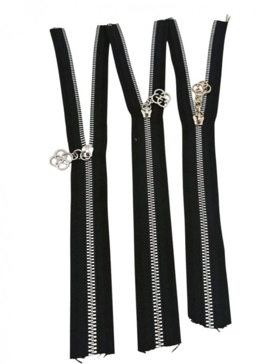 Çanta Aksesuar Başlıklı Fermuar Set 30 Cm Gümüş Metal Siyah 3 Adet