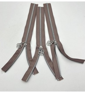 Çanta Aksesuar Başlıklı Fermuar Set 30 Cm Gümüş Metal Vizon 3 Adet