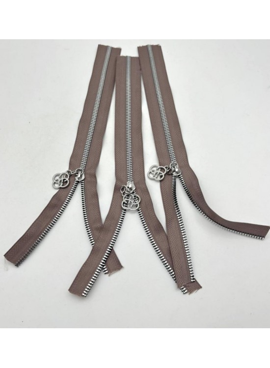 Çanta Aksesuar Başlıklı Fermuar Set 30 Cm Gümüş Metal Vizon 3 Adet