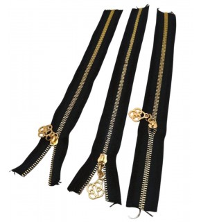 Çanta Aksesuar Başlıklı Fermuar Set 30 Cm Light Gold Metal Siyah 3 Adet