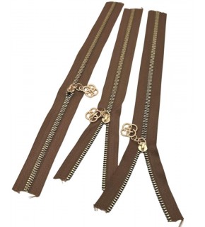 Çanta Aksesuar Başlıklı Fermuar Set 30 Cm Light Gold Metal Vizon 3 Adet