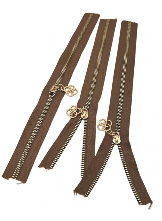 Çanta Aksesuar Başlıklı Fermuar Set 30 Cm Light Gold Metal Vizon 3 Adet