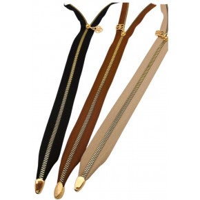 Çanta Aksesuar Başlıklı Fermuar Set 45 Cm Light Gold Metal 3 Adet (Bej, Taba, Siyah)