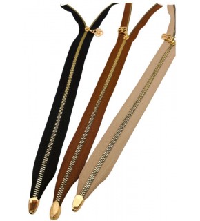 Çanta Aksesuar Başlıklı Fermuar Set 45 Cm Light Gold Metal 3 Adet (Bej, Taba, Siyah)