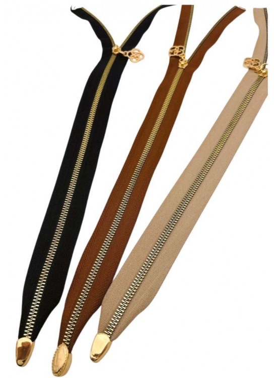 Çanta Aksesuar Başlıklı Fermuar Set 45 Cm Light Gold Metal 3 Adet (Bej, Taba, Siyah)
