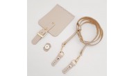 Çanta Aksesuar Bej Gerçek Deri 130x1.5 cm Ayarlı Saplı Çanta Seti Light Gold Metalli