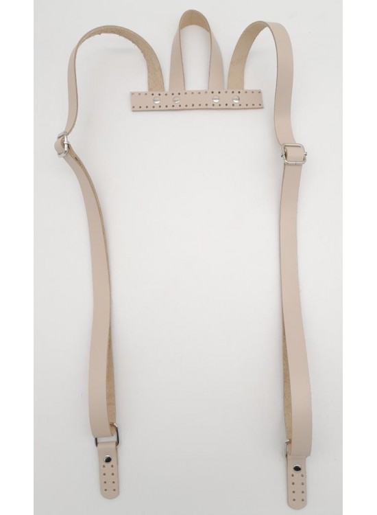 Çanta Aksesuar Bej Gerçek Deri Sırt Çanta Sapı Gümüş Metalli