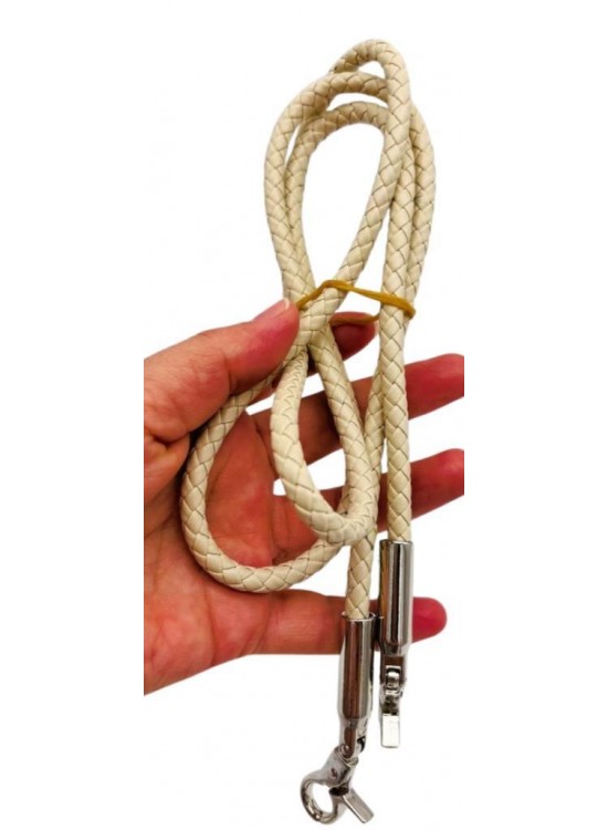 Çanta Aksesuar Bej Renk 120 cm  Tek Örme Çanta Sapı Gümüş Metal