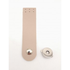 Çanta Aksesuar Bej Renk Tek Kat Suni Deri Kapak 10.5x2.5 cm Gümüş Metal