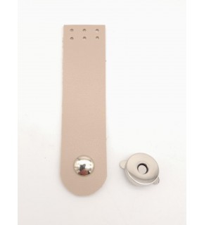 Çanta Aksesuar Bej Renk Tek Kat Suni Deri Kapak 10.5x2.5 cm Gümüş Metal