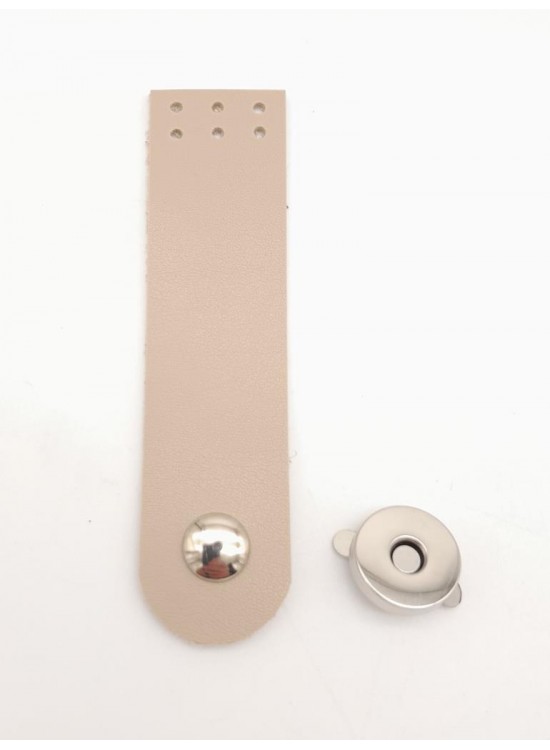 Çanta Aksesuar Bej Renk Tek Kat Suni Deri Kapak 10.5x2.5 cm Gümüş Metal