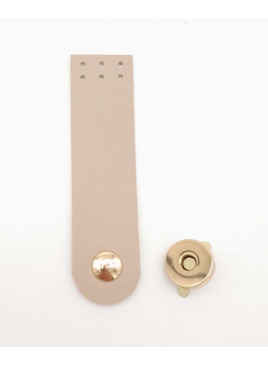 Çanta Aksesuar Bej Renk Tek Kat Suni Deri Kapak 10.5x2.5 cm Light Gold Metal